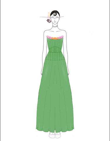 sketch of bouquet dress